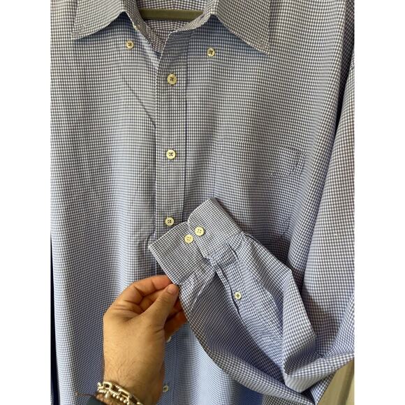 Elegant Blue Dress Shirt by F.A. MacCauler 3XL blue and white - Picture 5 of 14